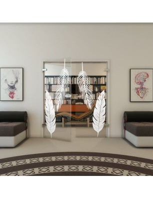 Ganzglastür - Fineprint Model 129 Weiss auf Klarglas