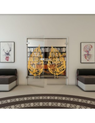 Ganzglastür - Fineprint Model 130 Gold auf Klarglas