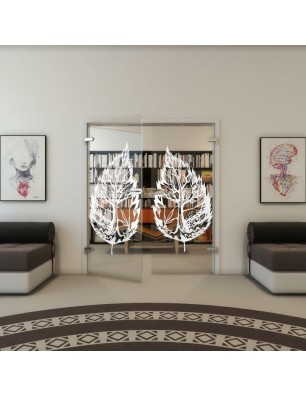 Ganzglastür - Fineprint Model 130 Weiss auf Klarglas