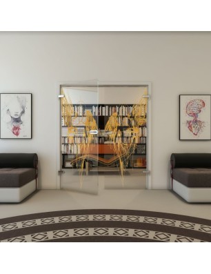 Ganzglastür - Fineprint Model 131 Gold auf Klarglas