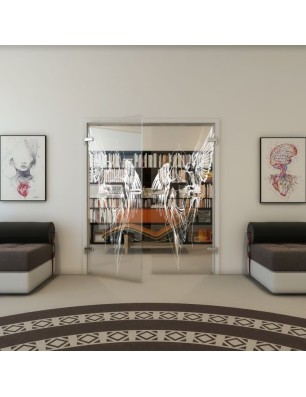 Ganzglastür - Fineprint Model 131 Weiss auf Klarglas