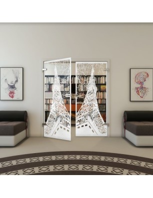 Ganzglastür - Fineprint Model 132 Weiss auf Klarglas