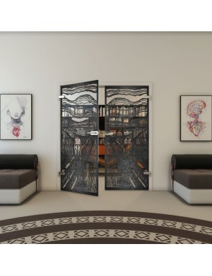 Ganzglastür - Fineprint Model 133 Schwarz auf Klarglas