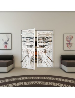 Ganzglastür - Fineprint Model 133 Weiss auf Klarglas