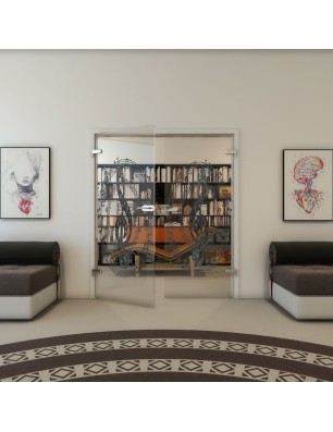 Ganzglastür - Fineprint Model 134 Schwarz auf Klarglas