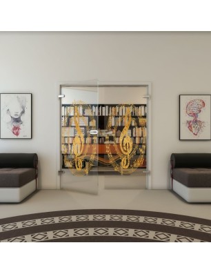 Ganzglastür - Fineprint Model 134 Gold auf Klarglas