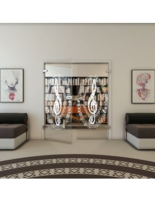 Ganzglastür - Fineprint Model 134 Weiss auf Klarglas