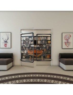 Ganzglastür - Fineprint Model 135 Schwarz auf Klarglas