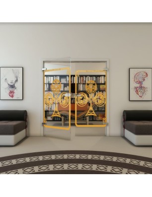 Ganzglastür - Fineprint Model 135 Gold auf Klarglas