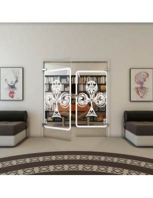 Ganzglastür - Fineprint Model 135 Weiss auf Klarglas