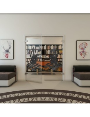 Ganzglastür - Fineprint Model 136 Schwarz auf Klarglas