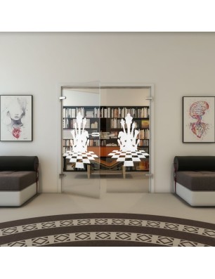 Ganzglastür - Fineprint Model 136 Weiss auf Klarglas