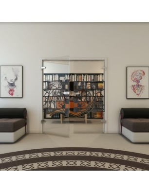 Ganzglastür - Fineprint Model 137 Schwarz auf Klarglas