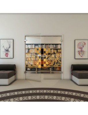 Ganzglastür - Fineprint Model 137 Gold auf Klarglas