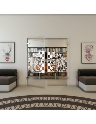 Ganzglastür - Fineprint Model 137 Weiss auf Klarglas