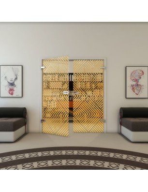 Ganzglastür - Fineprint Model 140 Gold auf Klarglas