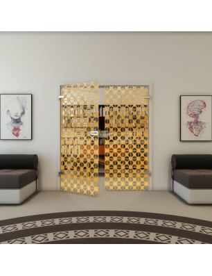 Ganzglastür - Fineprint Model 142 Gold auf Klarglas