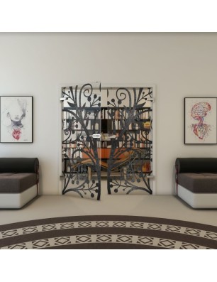 Ganzglastür - Fineprint Model 146 Schwarz auf Klarglas