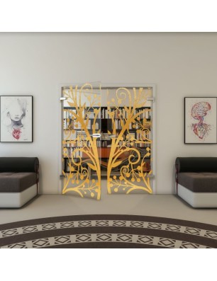 Ganzglastür - Fineprint Model 146 Gold auf Klarglas