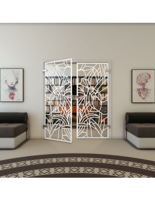 Ganzglastür - Fineprint Model 148 Weiss auf Klarglas