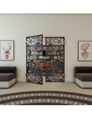 Ganzglastür - Fineprint Model 149 Schwarz auf Klarglas