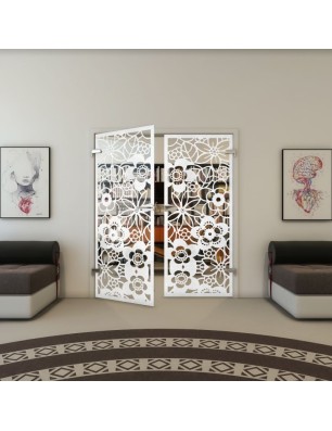 Ganzglastür - Fineprint Model 149 Weiss auf Klarglas