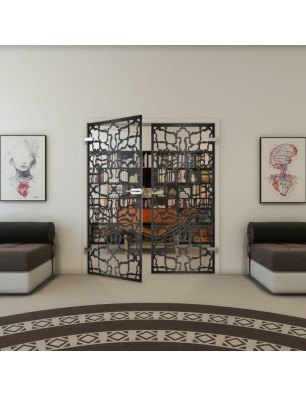 Ganzglastür - Fineprint Model 150 Schwarz auf Klarglas