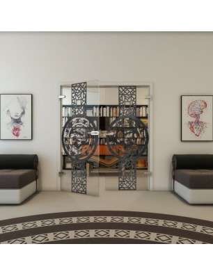 Ganzglastür - Fineprint Model 151 Schwarz auf Klarglas