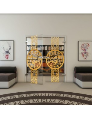 Ganzglastür - Fineprint Model 151 Gold auf Klarglas