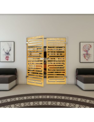 Ganzglastür - Fineprint Model 153 Gold auf Klarglas