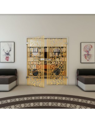 Ganzglastür - Fineprint Model 154 Gold auf Klarglas