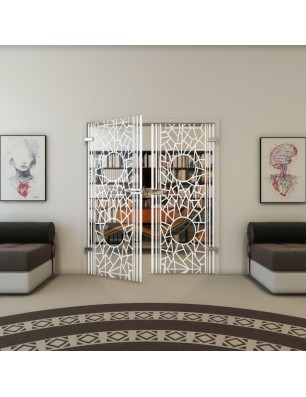 Ganzglastür - Fineprint Model 154 Weiss auf Klarglas