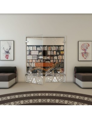 Ganzglastür - Fineprint Model 155 Weiss auf Klarglas