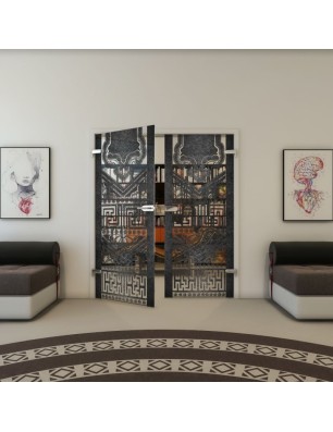 Ganzglastür - Fineprint Model 156 Schwarz auf Klarglas