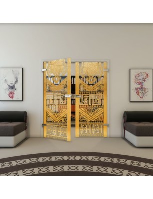 Ganzglastür - Fineprint Model 156 Gold auf Klarglas