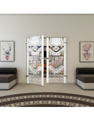 Ganzglastür - Fineprint Model 156 Weiss auf Klarglas