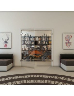 Ganzglastür - Fineprint Model 157 Schwarz auf Klarglas