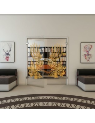 Ganzglastür - Fineprint Model 157 Gold auf Klarglas