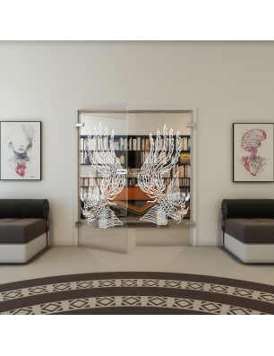 Ganzglastür - Fineprint Model 157 Weiss auf Klarglas