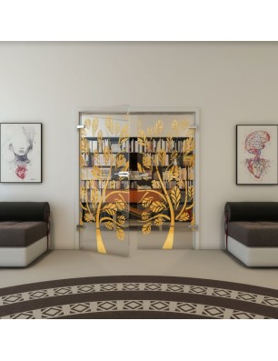 Ganzglastür - Fineprint Model 159 Gold auf Klarglas