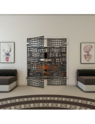 Ganzglastür - Fineprint Model 162 Schwarz auf Klarglas