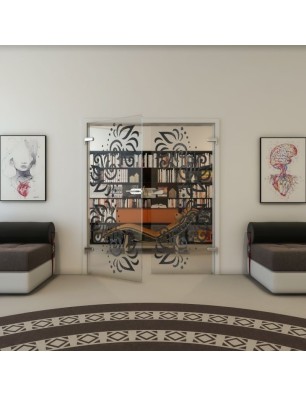 Ganzglastür - Fineprint Model 163 Schwarz auf Klarglas