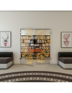 Ganzglastür - Fineprint Model 163 Gold auf Klarglas