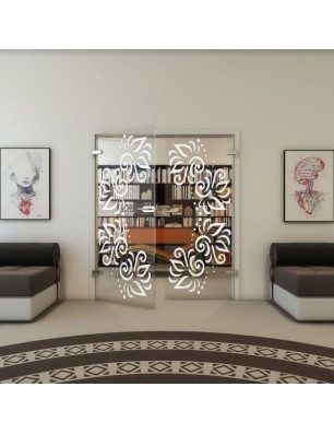 Ganzglastür - Fineprint Model 163 Weiss auf Klarglas