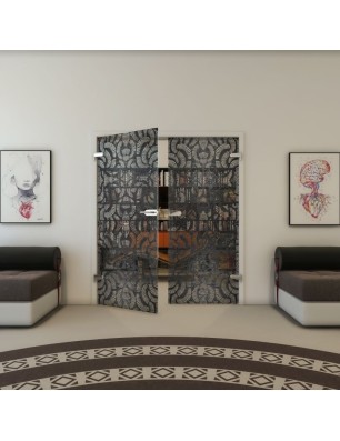 Ganzglastür - Fineprint Model 164 Schwarz auf Klarglas