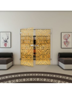 Ganzglastür - Fineprint Model 164 Gold auf Klarglas