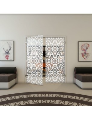 Ganzglastür - Fineprint Model 164 Weiss auf Klarglas