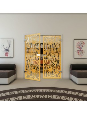 Ganzglastür - Fineprint Model 165 Gold auf Klarglas