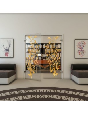 Ganzglastür - Fineprint Model 166 Gold auf Klarglas