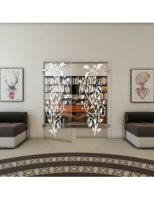 Ganzglastür - Fineprint Model 166 Weiss auf Klarglas